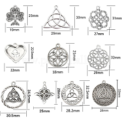 合金のチベット風チャーム  結び目のテーマ  混合図形  アンティークシルバー  21~34.5x18~30.5x1~2mm  穴：1.5~2.8mm  20個/セット&nbsp;TIBEP-SC0001-05AS