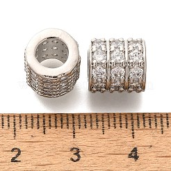 ラックメッキ真鍮マイクロパヴェクリアキュービックジルコニアヨーロピアンビーズ  大穴ビーズ  長持ちメッキ  鉛フリー＆カドミウムフリー  コラム  プラチナ  10x9.5mm  穴：5mm&nbsp;KK-H508-16P