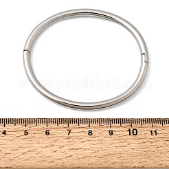 304ステンレススチールとキュービックジルコニアのヒンジ付きバングル  女性用プレーンバングル  ステンレス鋼色  内径：2.11x1.77インチ（5.35x4.5cm）&nbsp;BJEW-H644-07P
