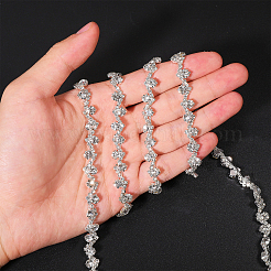 3.7mの花ガラスラインストーンと鉄カップチェーン  銀  10x4mm&nbsp;DIY-GL0006-10