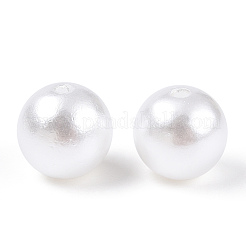 パール調アクリルビーズ  ラウンド  ホワイト  10mm  穴：1.8mm  約1010個/500g&nbsp;OACR-ZX005-35B