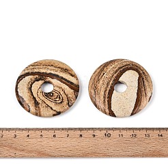 天然画は大きなペンダントジャスパー  ドーナツ/円盤チャーム  49~50.5x6.5~8mm  穴：9~11mm&nbsp;G-T144-43A