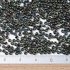 MIYUKIラウンドロカイユビーズ  日本製シードビーズ  （rr453)メタリックフォレストグリーンアイリス  11/0  2x1.3mm  穴：0.8mm  約1100PCS /ボトル  10 G /ボトル&nbsp;SEED-JP0008-RR0453