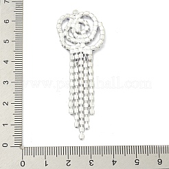 真鍮製ラインストーンペンダント  カドミウムフリー＆鉛フリー  花  ブルゴーニュ  62x22x2.5mm  穴：1.6mm&nbsp;KK-I715-16S-02