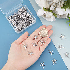 316サージカルステンレススチールペンダント100個  ヒトデチャーム  ステンレス鋼色  18x15x2mm  穴：1.2mm&nbsp;STAS-SC0004-45