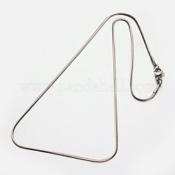 変色しない304ステンレススチールのスネークチェーンネックレス  カニカン付き  ステンレス鋼色  15.7インチ（39.9cm）  1.5x0.5mm&nbsp;NJEW-M114-31-P