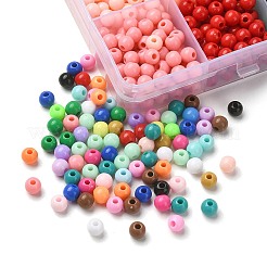 24色の不透明なアクリルビーズ  ラウンド  ミックスカラー  6x5mm  穴：1.8mm  約65PCS /カラー&nbsp;MACR-YW0002-95