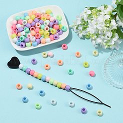 208個のアクリルヨーロピアンビーズ  プラスチック製トプシーテールヘアスタイリング編み込みツール1個付き  ミックスカラー  10x8mm  穴：5mm&nbsp;OHAR-FS0001-02A