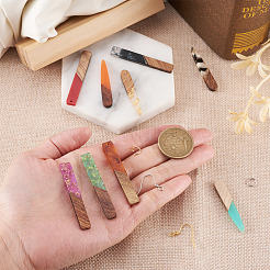 DIYの長方形とティアドロップのダングルイヤリング作成キット  レジン＆ウォールナットウッドペンダントを含む  304ステンレススチール丸カンとフレンチピアスフック  ミックスカラー  138個/箱&nbsp;DIY-TA0008-94