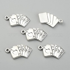 合金のチベット風チャーム  ポーカー/トランプ チャーム  アンティークシルバー  24.5x13x2mm  穴：1.6mm&nbsp;X-FIND-CJC0016-10AS