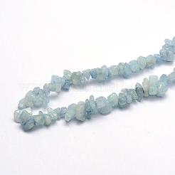 天然石アクアマリンビーズ連売り  染め  チップ  5~8x5~8mm  穴：1mm  約31.5インチ&nbsp;G-O049-B-21