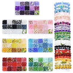 DIY ガラスビーズ ジュエリー作り ファインディングキット  きいろ  12x12x5.5mm  穴：0.5~1mm  16pc&nbsp;DIY-YW0012-04A