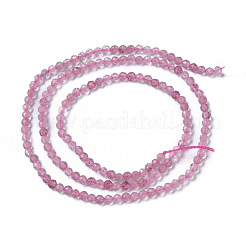 天然石ストロベリークォーツビーズ連売り  多面カット  ラウンド  2~2.5x2mm  穴：0.2mm  約158~205個/連  15.7~16.7インチ（40~42.5cm）&nbsp;G-F596-18-2mm