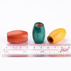 混合鉛フリー楕円形天然木ビーズ  染め  30x20mm  穴：10mm&nbsp;X-WOOD-S619-M-LF