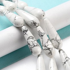 天然石ハウライトビーズ連売り  ティアドロップ  30~30.5x10~10.5mm  穴：1.4mm  約6個/連  7.13~7.20インチ（18.1~18.3cm）&nbsp;G-P528-H10-01