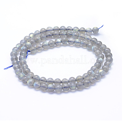 天然石ラブラドライトビーズ連売り  グレードa ++  ラウンド  5mm  穴：1mm  約75個/連  15.5インチ（39.5cm）&nbsp;G-P342-09A-5mm-A++