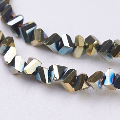 電気メッキガラスビーズセット  フルメッキ  多面カット  三角形  黄金メッキ  4.5x5x6mm  穴：1mm  約100個/連  13.7インチ（35cm）&nbsp;EGLA-J145-6mm-FP03