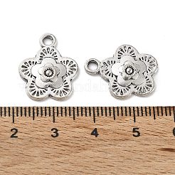 合金のチベット風チャーム  カドミウムフリー＆鉛フリー  花  アンティークシルバー  18.5x15x2mm  穴：2.4mm  約769個/1000g&nbsp;FIND-G065-16AS