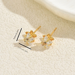 スターブラススタッドピアス  ラインストーン付き  ゴールドカラー  6x7mm&nbsp;MO5504