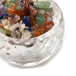 天然アメジストチップ生命の木の装飾  銅線と宝石チップが入ったガラスベース  風水エネルギーストーンギフト、自宅、オフィス、デスクトップの装飾用  40x75mm&nbsp;DJEW-Q010-01D