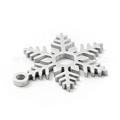変色しない201ステンレススチールペンダント  クリスマステーマ  スノーフレーク  ステンレス鋼色  19x14x1mm  穴：1.5mm&nbsp;STAS-E157-04P