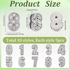 50pocs 10スタイル合金ラインストーンスライドチャーム  数  11.5~12x5~8.5x4.5~5mm  穴：8x1.8mm  5個/スタイル&nbsp;FIND-SC0009-79