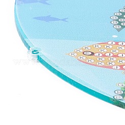 羽のペンダントキットが付いている編まれた網/ウェブをぶら下げているdiyのダイヤモンドの絵画  アクリル板入り  ペン  トレイ  羽と鐘  家の装飾のための風鈴工芸品  カメの模様  400x146mm&nbsp;DIY-I084-06