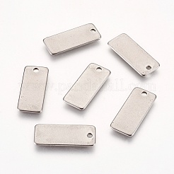 変色しにくい201ステンレススチールペンダント  空白タグのスタンプ  長方形  ステンレス鋼色  21x8.5x0.8mm  穴：1mm&nbsp;STAS-L209-03P-AAA