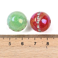樹脂ラウンドビーズ  真鍮のラインストーン金具とグリッターパウダー付き  ミックスカラー  16mm  穴：3mm&nbsp;RESI-P046-03A-M