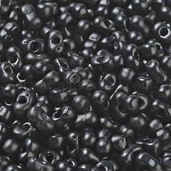 焼付塗装ガラスシードビーズ  ピーナッツ  ブラック  5.5~6x3~3.5x3mm  穴：1~1.2mm  約4000個/ポンド&nbsp;SEED-K009-01A-02