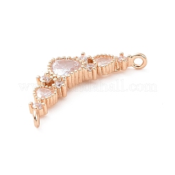 真鍮舗装クリアキュービックジルコニアコネクタチャーム  ハートリンク  ライトゴールド  10.5x24x3mm  穴：1.2mm&nbsp;ZIRC-K088-19KCG