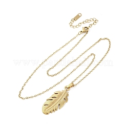 リーフ 304 ステンレス ペンダント ネックレス  イオンプレーティング（ip）  18KGP本金メッキ  17.91インチ（45.5cm）&nbsp;NJEW-M096-17G