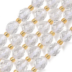 天然石クオーツクリスタルビーズ連売り  水晶  多面カット  ライス  シードビーズで  7.5~8x6~7.5mm  穴：0.8~1mm  約36~40個/連  15.55~15.75''（39.5~40センチメートル）&nbsp;G-F809-A01-01A