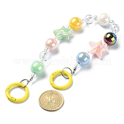 アクリルビーズのモバイルストラップ  多機能チェーン  合金スプリングゲートリング付き  カラフル  30.8cm&nbsp;HJEW-JM01056