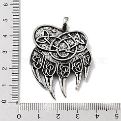 合金のチベット風チャーム  クマの爪  アンティークシルバー  48x33x2.5mm  穴：5mm&nbsp;TIBE-L012-020AS