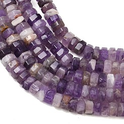 天然石アメジストビーズ連売り  多面カット  六角  6x6x3mm  穴：0.8mm  約108個/連  14.72~14.80''（37.4~37.6センチメートル）&nbsp;G-G317-A22-3X6MM