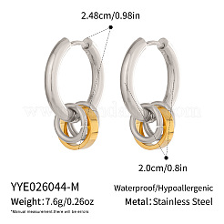 女性用304ステンレススチール製フープピアス  サークル  本金メッキ&ステンレススチールカラー  24.8x20mm&nbsp;DP9089-2