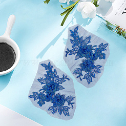 ポリエステル刺繡スパンコールコスチュームアクセサリー  ミシンクラフト装飾  花  藤紫色  145x195x7mm&nbsp;FIND-WH20020-239D