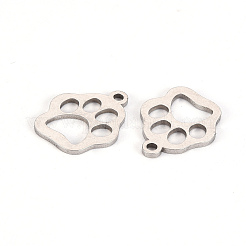変色しにくい201ステンレススチール製ペットペンダント  レーザー切断  犬の足跡  ステンレス鋼色  17x14x1mm  穴：2mm&nbsp;STAS-Q238-005