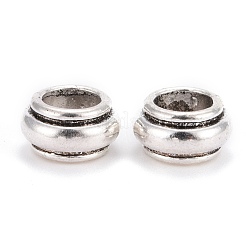 チベット風合金ビーズ  大穴ビーズ  鉛フリー＆カドミウムフリー  ドラム  アンティークシルバー  11.5x6.5mm  穴：7mm&nbsp;TIBE-I025-20AS