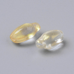 透明スプレー塗装ガラスペンダント  グリッターパウダー付き  つぼみ  ゴールド  15x8.5x7.5mm  穴：1.2mm&nbsp;GLAA-S190-016A-03