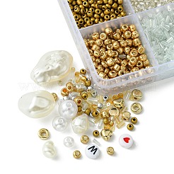 DIY ブレスレット ジュエリー作りキット  プラスチック、アクリル、ガラスビーズを含む  ミックスカラー  2~25x0.8~18.5x0.8~13mm  穴：0.7~2.3mm&nbsp;DIY-FS0005-96C