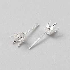 925純銀製のイヤリングのパーツ  プロングイヤリングのセッティング  銀  5.5mm  内径：4mm  ピン：0.8mm&nbsp;LS-FIND-WH0152-680C