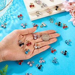 40色合金ラインストーンペンダント2個。  チェリー  黄金/プラチナ  プラチナ·ゴールデン  19x16x5.5~6mm  穴：1.8mm  20個/カラー&nbsp;ALRI-TA0001-42
