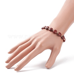 女性用ジェムストーン ハート ビーズ ブレスレット  7-3/8インチ（18.7cm）&nbsp;BJEW-JB08697