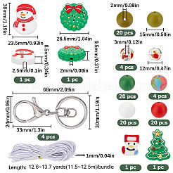 クリスマスキーホルダー作りキット  ツリー、雪だるま、靴下のシリコンビーズを含む  アイアン製合金製カニカンキーホルダー  ミックスカラー  96個/袋&nbsp;DIY-SC0022-54