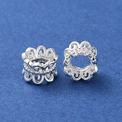真鍮ビーズ  カドミウムフリー＆ニッケルフリー＆鉛フリー  コラム  925銀メッキ  6.5x5mm  穴：4mm&nbsp;KK-P256-07S
