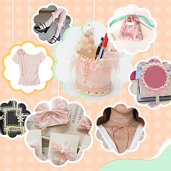 25mのポリエステル伸縮性レーストリムリボン  服飾材料  パールピンク  5/8インチ（15mm）&nbsp;OCOR-PH0006-27B