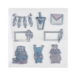 プラスチックスタンプ  DIYスクラップブッキング用  装飾的なフォトアルバム  カード作り  スタンプシート  漫画の模様  100x100x3mm&nbsp;DIY-F053-13
