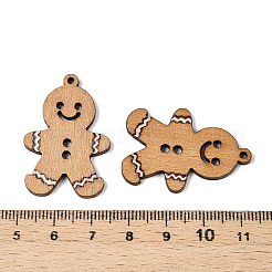 プリントポプラウッドペンダント  クリスマスシリーズ  ジンジャーブレッドマン  35x23.5x2mm  穴：1.6mm&nbsp;FIND-N005-74F